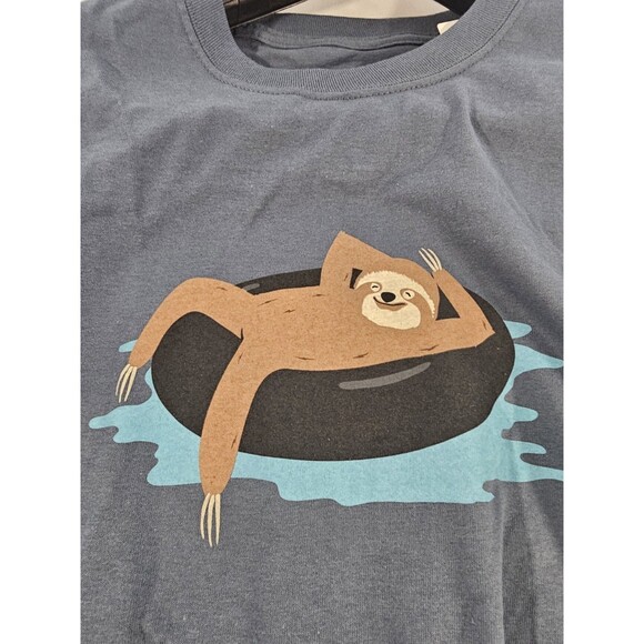 Altru T Shirt Graphic Crew Neck Cotton T Shirt Mens Blue Sz M Sloth NWT - Picture 5 of 7